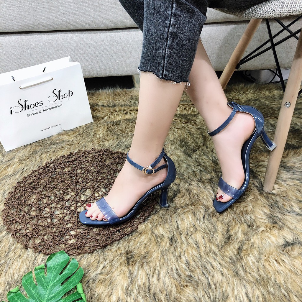 Giày sandal nữ gót nhỏ bọc mica cao 7cm - S1002