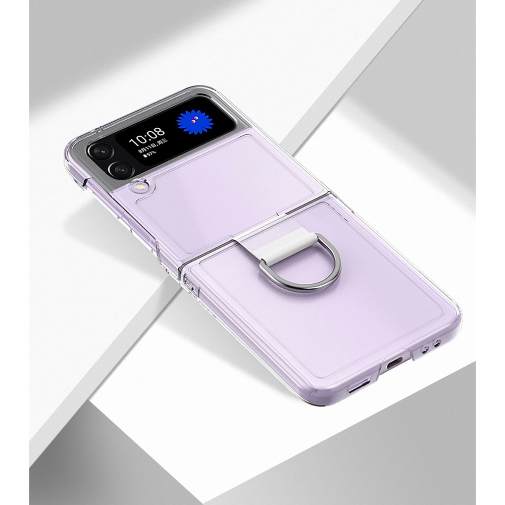 Ring Buckle Transparent Case For Samsung Galaxy Z Flip 4 5G Sumsung Samung ZFlip 4 ZFlip4 Z Flip4 4Flip Shockproof Cover Fundas