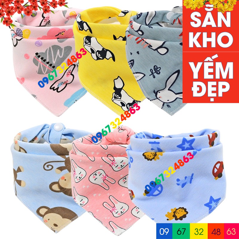 Yếm cotton tam giác MỀM MỊN MẪU MỚI có cúc bấm hình ngộ nghĩnh dễ thương cho bé