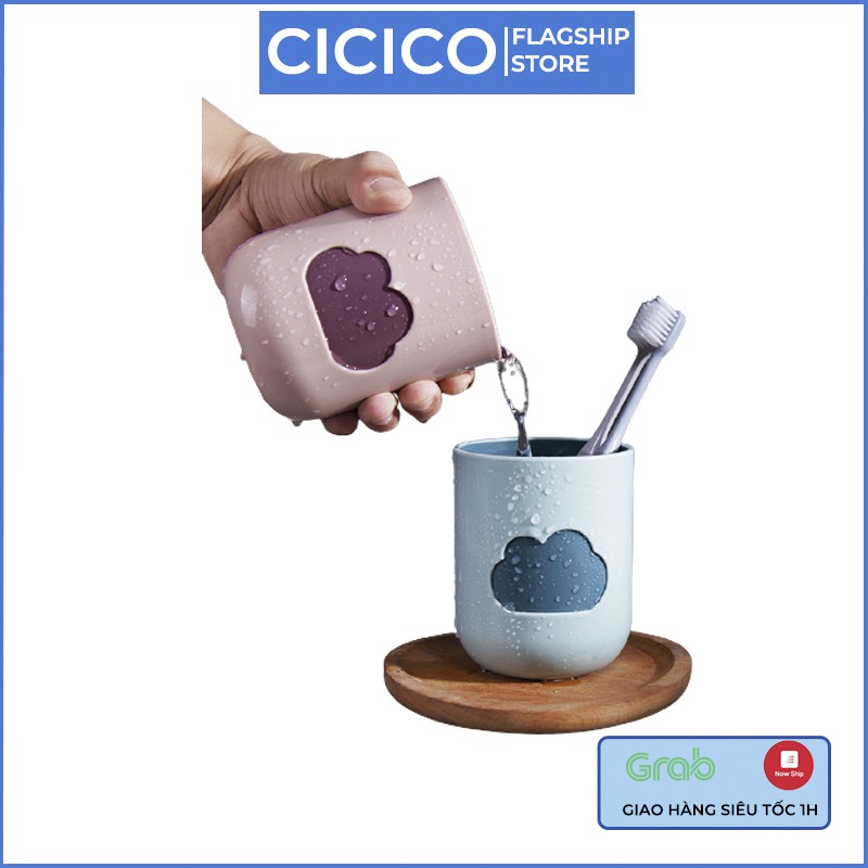 Cốc nước súc miệng Cicico A236 cốc đựng bàn chải đánh răng nhựa 2 lớp Creative Cloud Cup siêu bền đẹp họa tiết đám mây