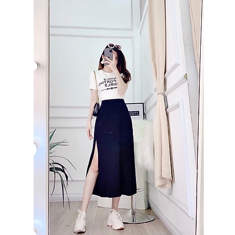 Chân váy Chữ A Xẻ tà Dáng dài Chất liệu Vitex có Quần trong Khóa kéo mặc mùa đông Siêu ấm dài 70cm | BigBuy360 - bigbuy360.vn
