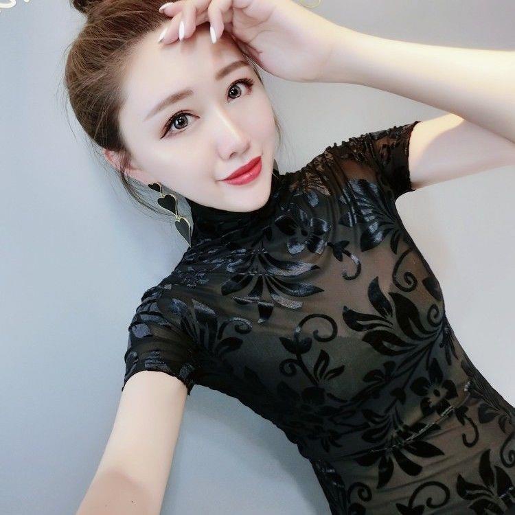 Áo Thun Lưới Cổ Chữ V Tay Ngắn Thời Trang Xuân Hè 2022 Dành Cho Nữ
