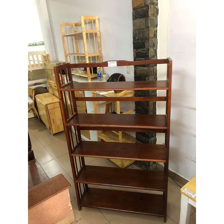 Kệ sách 5 tầng rộng 1 mét 47wood, gỗ cao su chắc chắn chống nước - Kệ gỗ đa năng kích thước lớn 3 màu lựa chọn