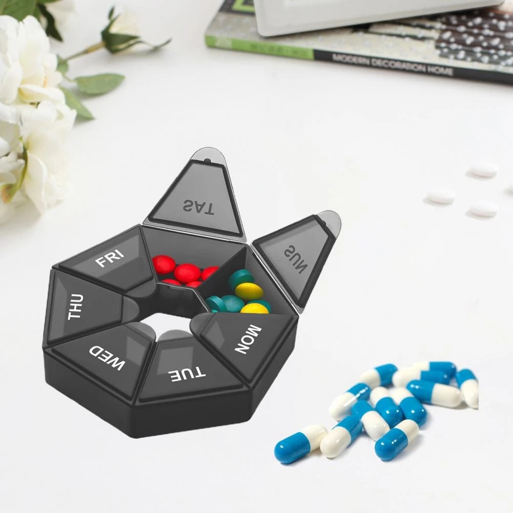 Hộp đựng thuốc mini 7 ngăn hình tròn tiện dụng