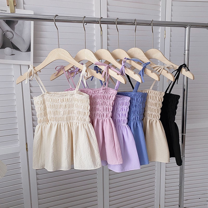 [Augustcloth] Áo hai dây thắt cột buộc vai phong cách Hàn Quốc