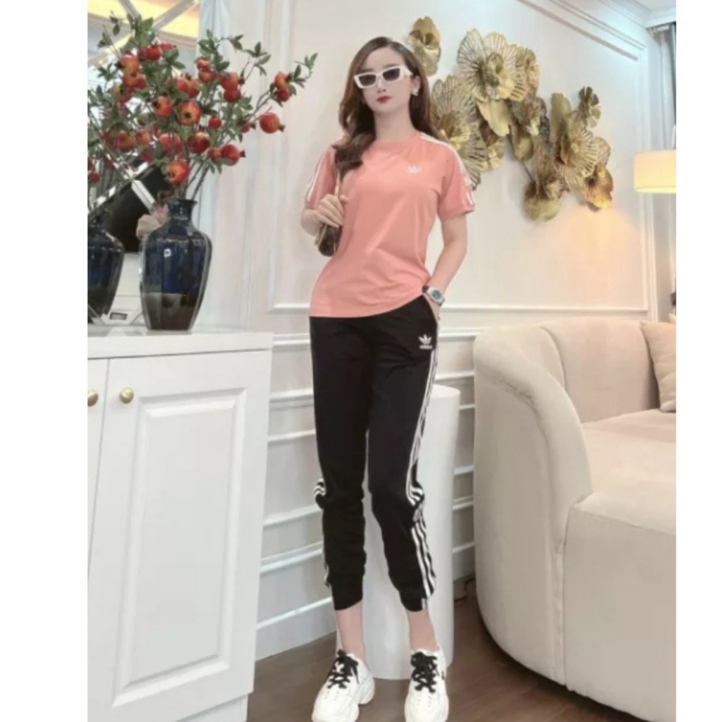 Bộ thể thao nữ ,đồ bộ nữ quần dài bo gấu vải cotton dày mịn phom dáng thể thao năng độngÂ