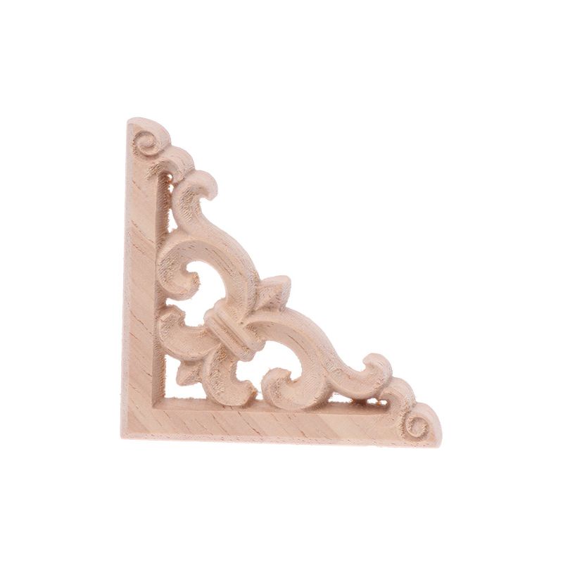 Set 4 phụ kiện gỗ 6x6cm chạm khắc trang trí tủ chạn