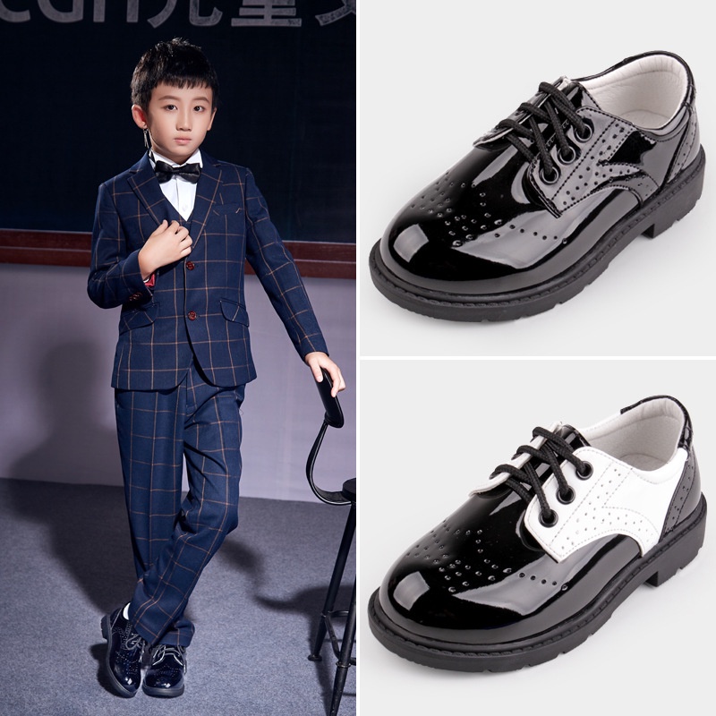 1-12Year Kids Leather Shoes Boy British Style Black Formal Shoes Big Size Lightweight Children Student School Shoe