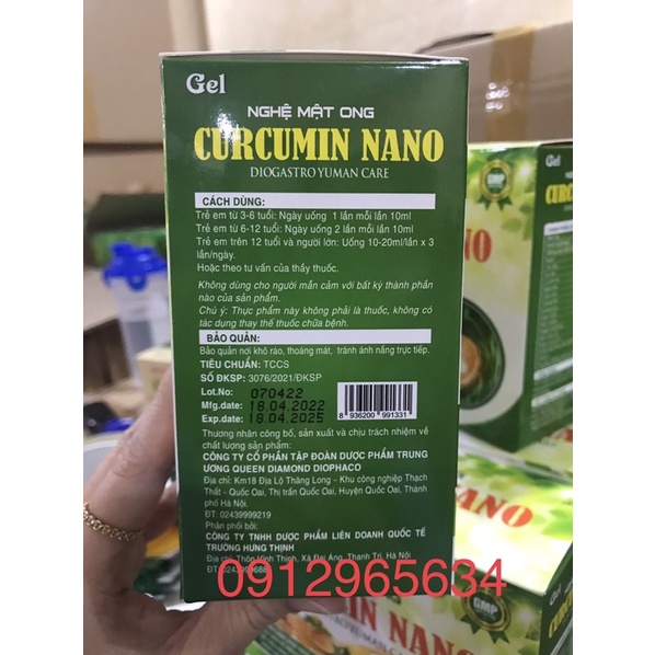 Gel NGHỆ MẬT ONG CURCUMIN NANO hỗ trợ dạ dày, tá tràng, đẹp da hiệu quả 20 gói