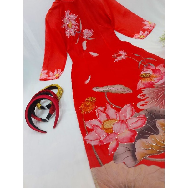 🥰 Siêu phẩm áo dài tơ óng 4 tà đỏ kết cao cấp đẹp nhẹ nhàng hàng may kĩ chuẩn cao cấp