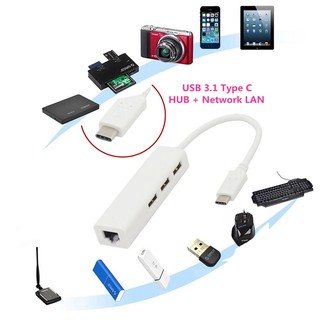 Cáp chuyển đổi USB Type-C ra 3 cổng USb + cổng Lan RJ45