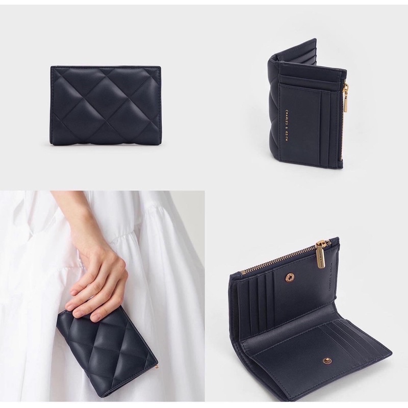 Ví nữ Card holder cầm tay trám ô gập ngắn bỏ túi nhiều ngăn thời trang da cao cấp đựng tiền thẻ