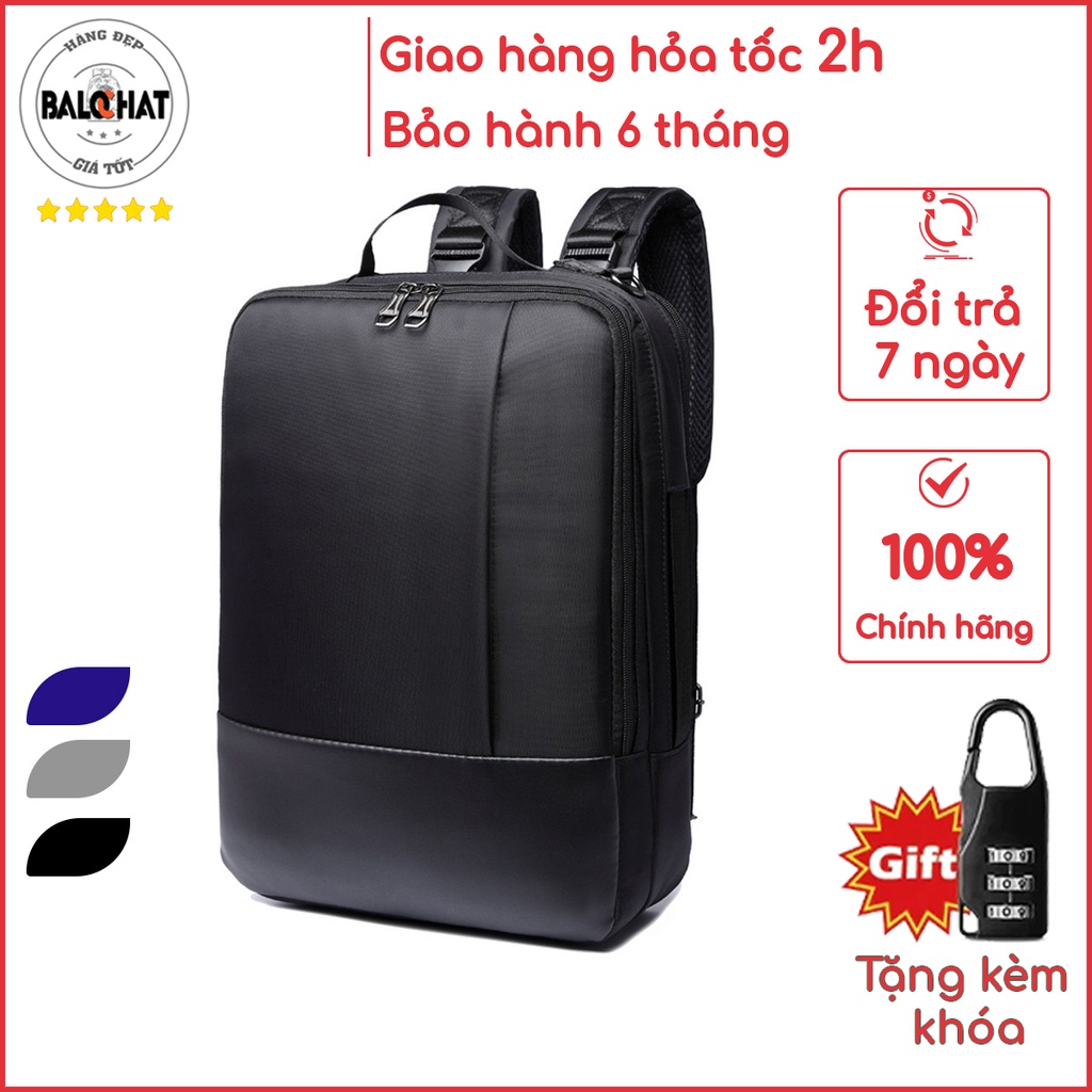 Balo thời trang đựng laptop 15.6 inch, 3 ngăn, vải Polyester chống thấm nước cao cấp