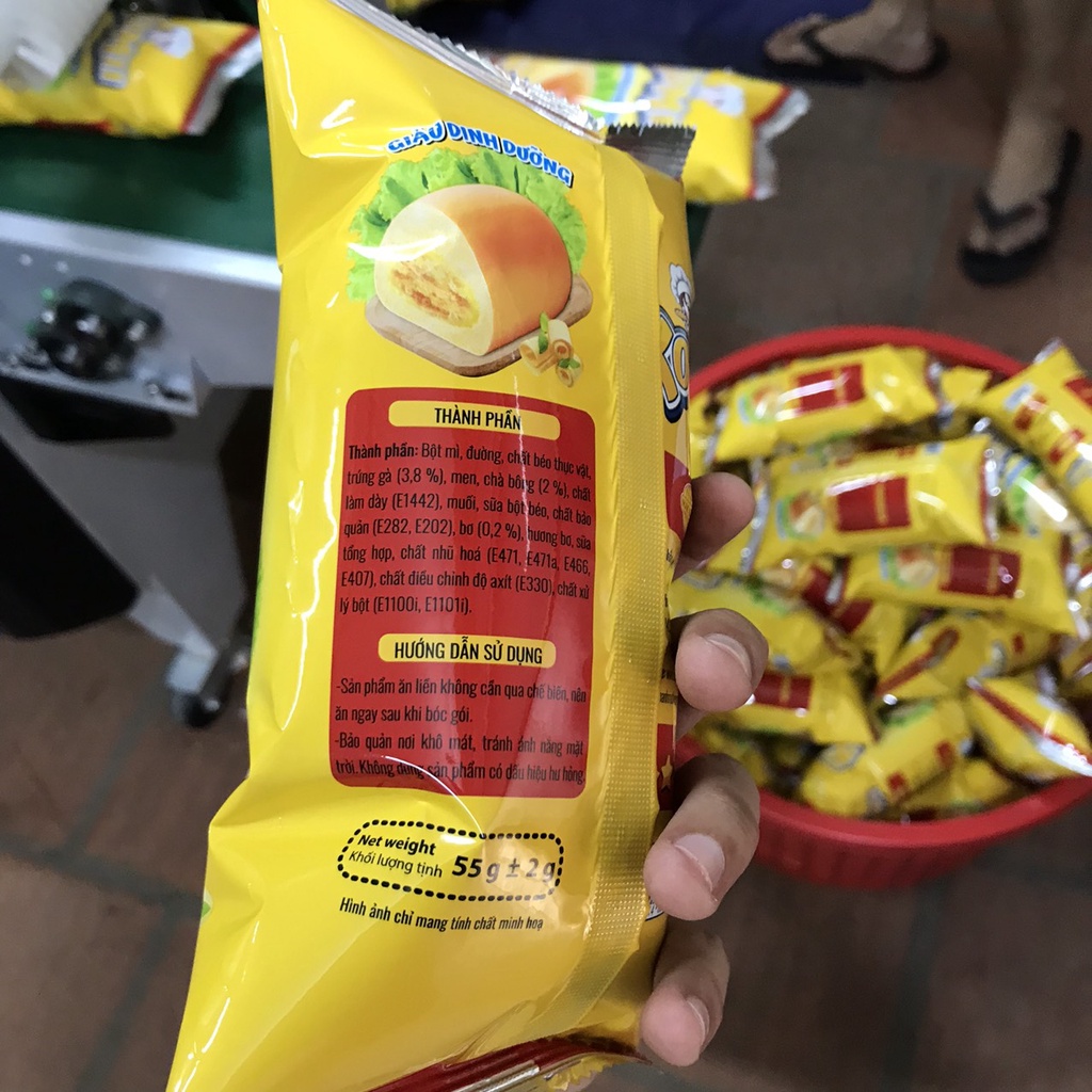 Combo 10 Bánh Mì Tươi Socola, Bánh Mì Ruốc Bơ Sữa, Bánh Bông Lan Cốm Dừa Bịch 10 Gói [55gr]
