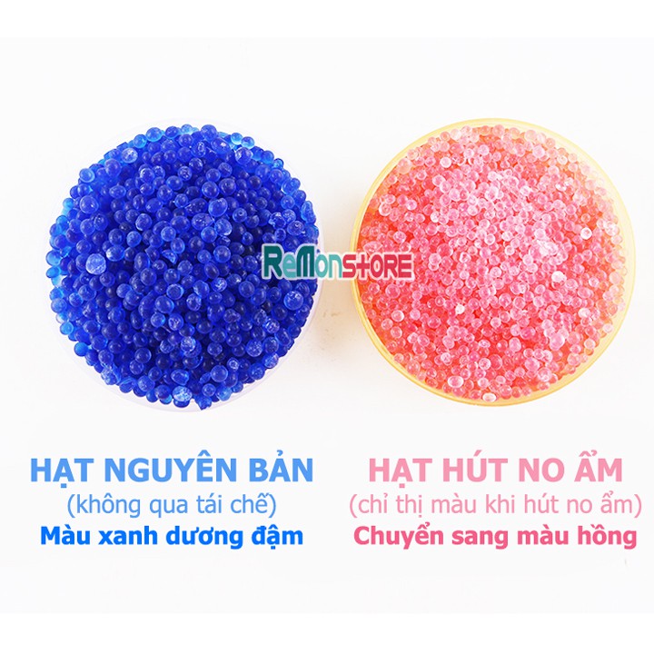 Combo 500g hạt hút ẩm chống ẩm Xanh và Ẩm kế điện tử Full Box