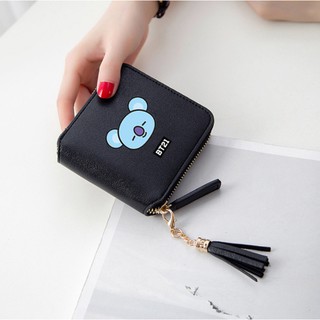 Short wallet with zipper, printed with cute BTS group mascots