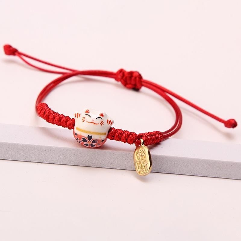 {10 màu} Bộ sưu tập vòng tay mèo thần tài dễ thương mang lại may mắn