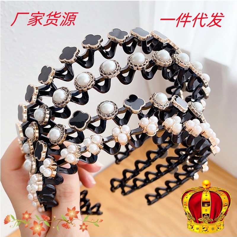 Bờm băng đô cài tóc nhanh cho nữ, hỗ trợ tạo kiểu kết tóc đính đá phong cách Hàn Quốc