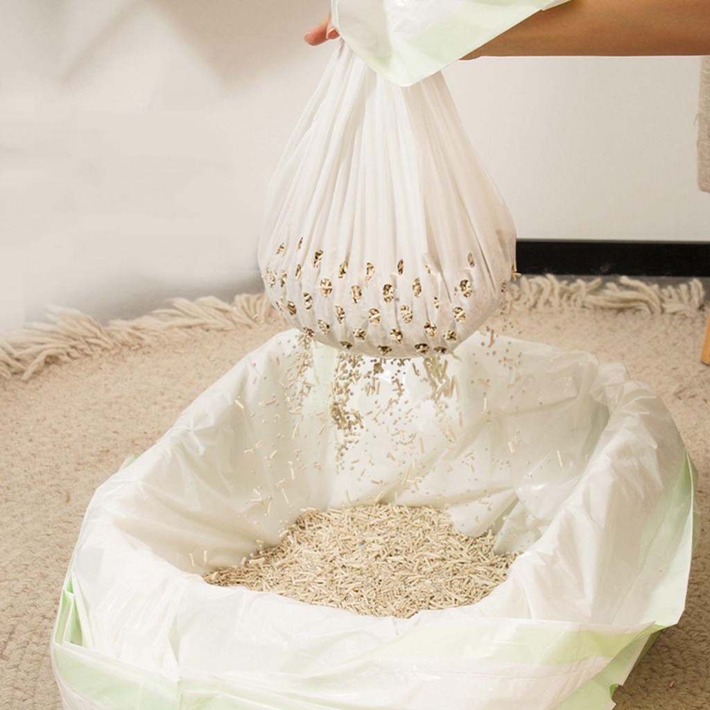 Túi Đựng Rác Dày Dặn Chống Rò Rỉ Có Dây Rút Thay Thế Tiện Dụng Cho Mèo Cưng