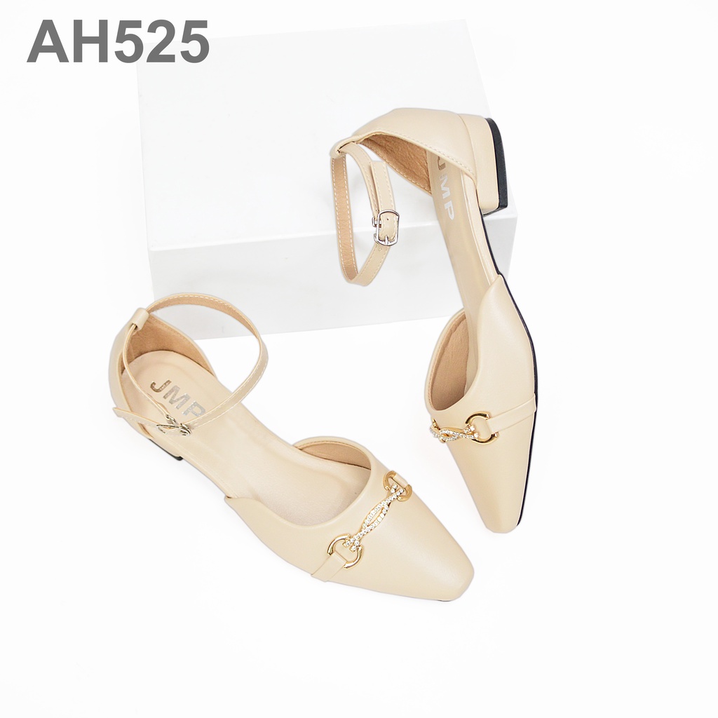 JMP - Sandal cao gót mũi vuông đính khóa cao 3cm - AH525