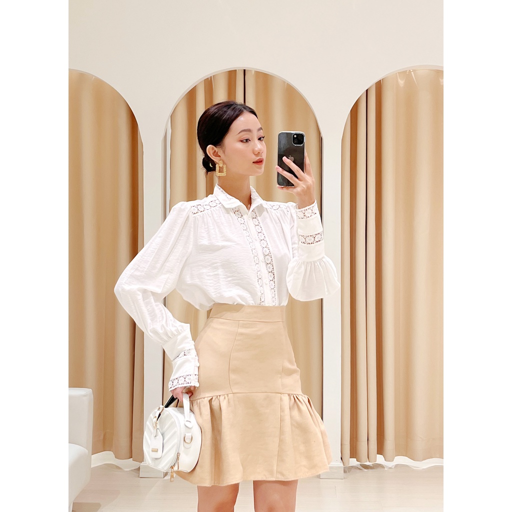 SÒ VINTAGE - AMY Áo cổ trụ tay phồng phối ren