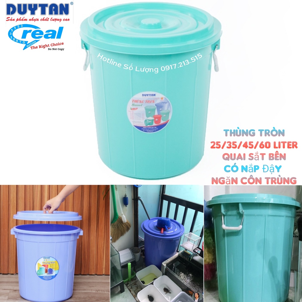 Thùng nhựa tròn có nắp đựng nước Duy Tân 25-35-45-60-90-120-160 Lít