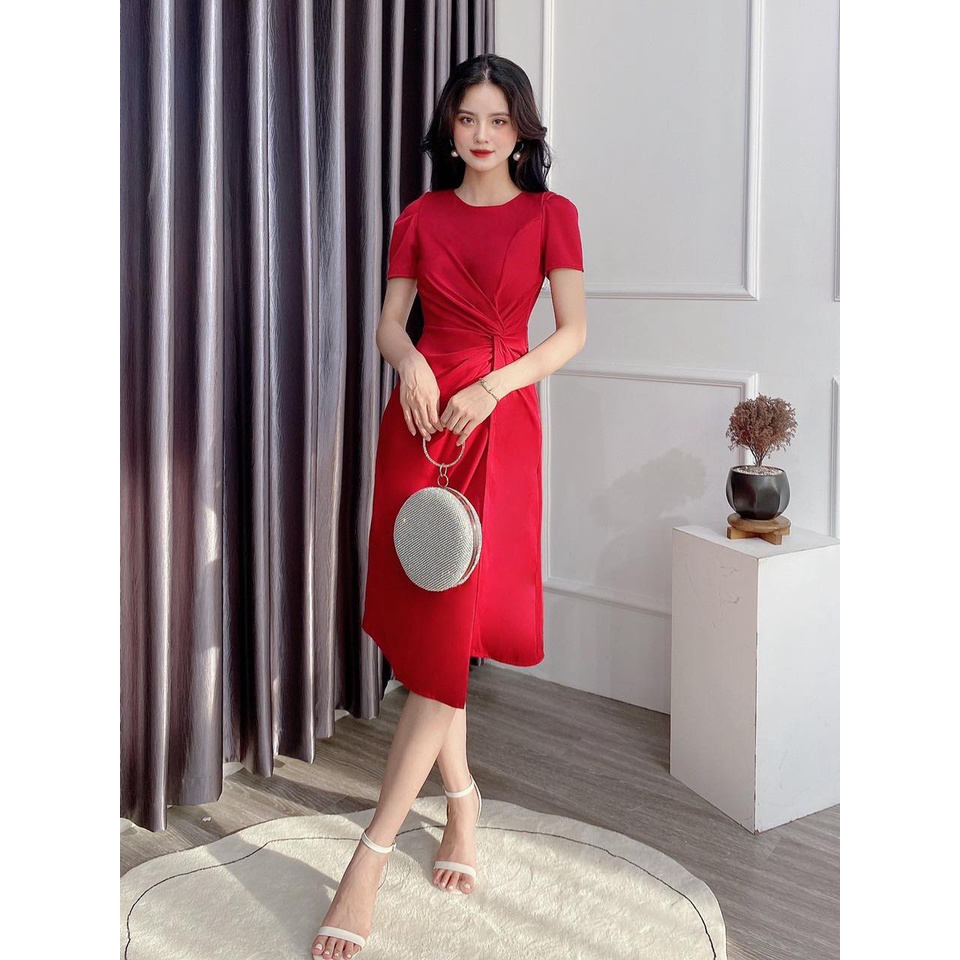 Váy xoắn eo lệch T96