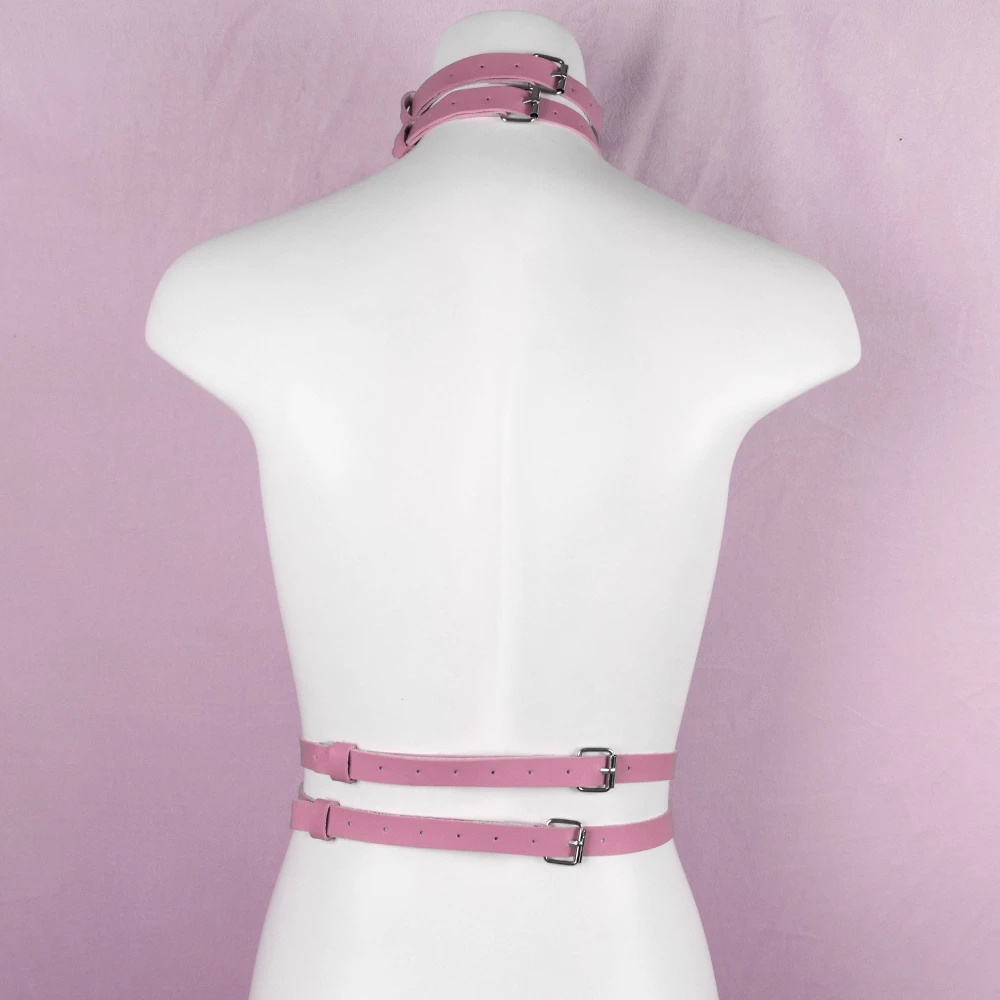 Dây Da Đeo Cổ Màu Hồng Phong Cách Gothic Cổ Điển Quyến Rũ Cho Nữ
