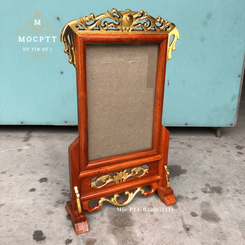 Khung Ảnh Thờ mẫu Hoa Lá Tây kích cỡ 20 x 30 cm và 25 x 35 cm gỗ Hương Ta trang trí phòng thờ