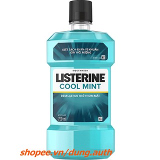 Nước Súc Miệng 750Ml Listerine Cool Mint Hương Bặc Hà Cho Hơi Thở Thơm Mát, dung.auth Của Hàng Chính Hãng.