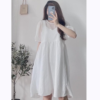 Set yếm trắng áo voan tơ cho nữ