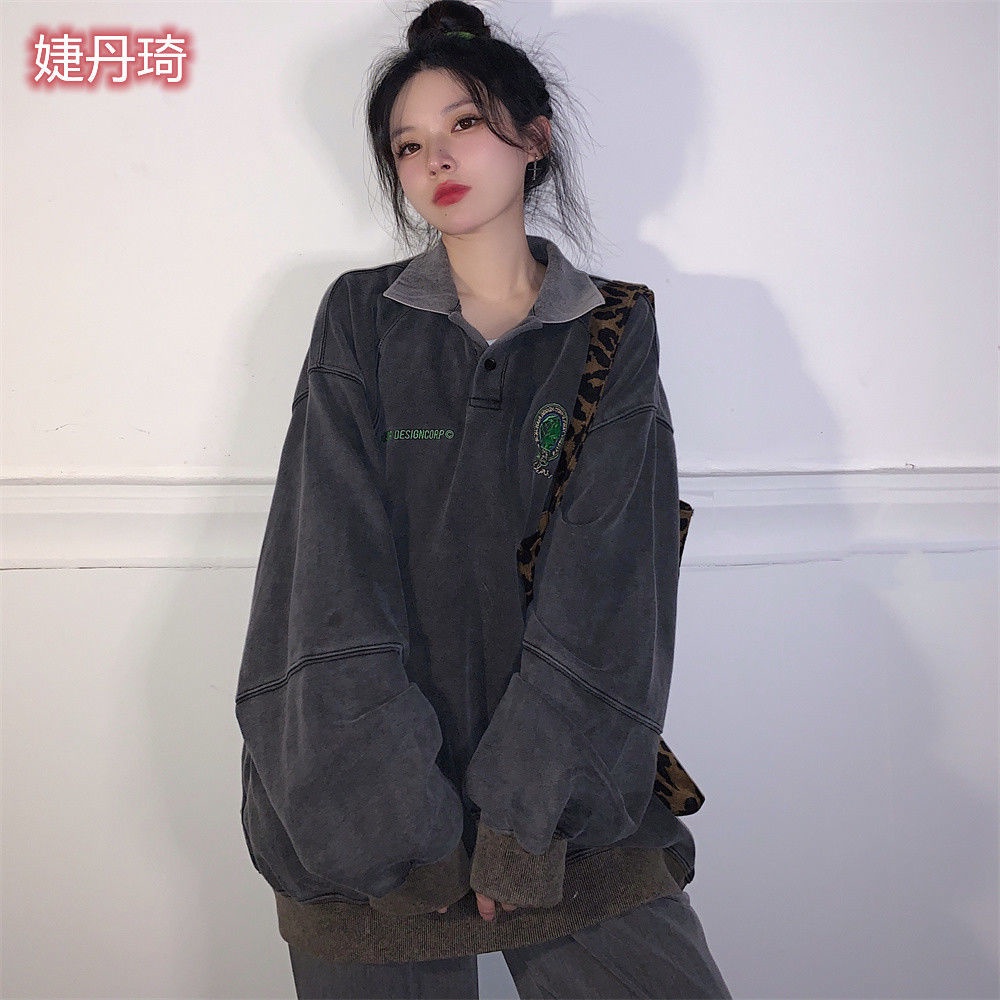 Áo Sweater Cổ polo Dáng Rộng Phong Cách Đường Phố Thời Trang Thu Đông 2022