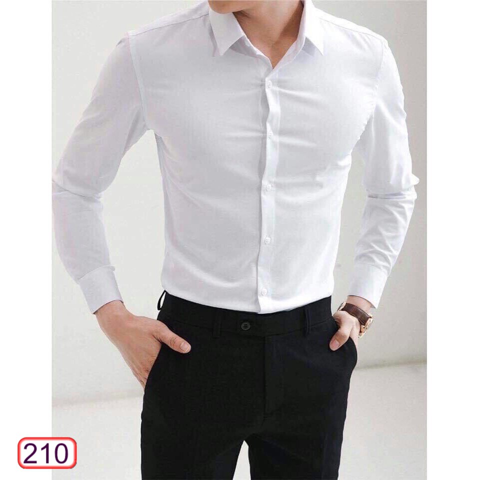 Áo Sơ Mi Nam Dài Tay Hàn Quốc 210 Cổ Bẻ Vải Lụa Chống Nhăn Cực Đẹp - Hazo