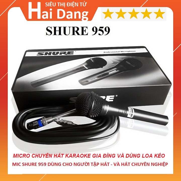 Micro Có Dây Karaoke SHURE SM-959 Dùng Cho Người Tập Hát Và Người Hát Chuyên Nghiệp Full Box Tặng Kèm Bao Da