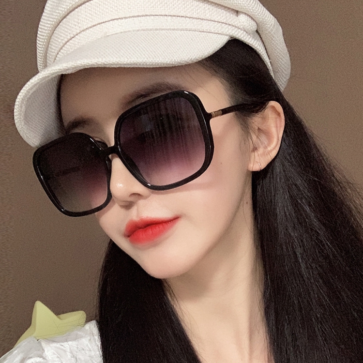 Kính Mát Tròng Vuông Chống Tia Uv Phong Cách Retro Hàn Quốc