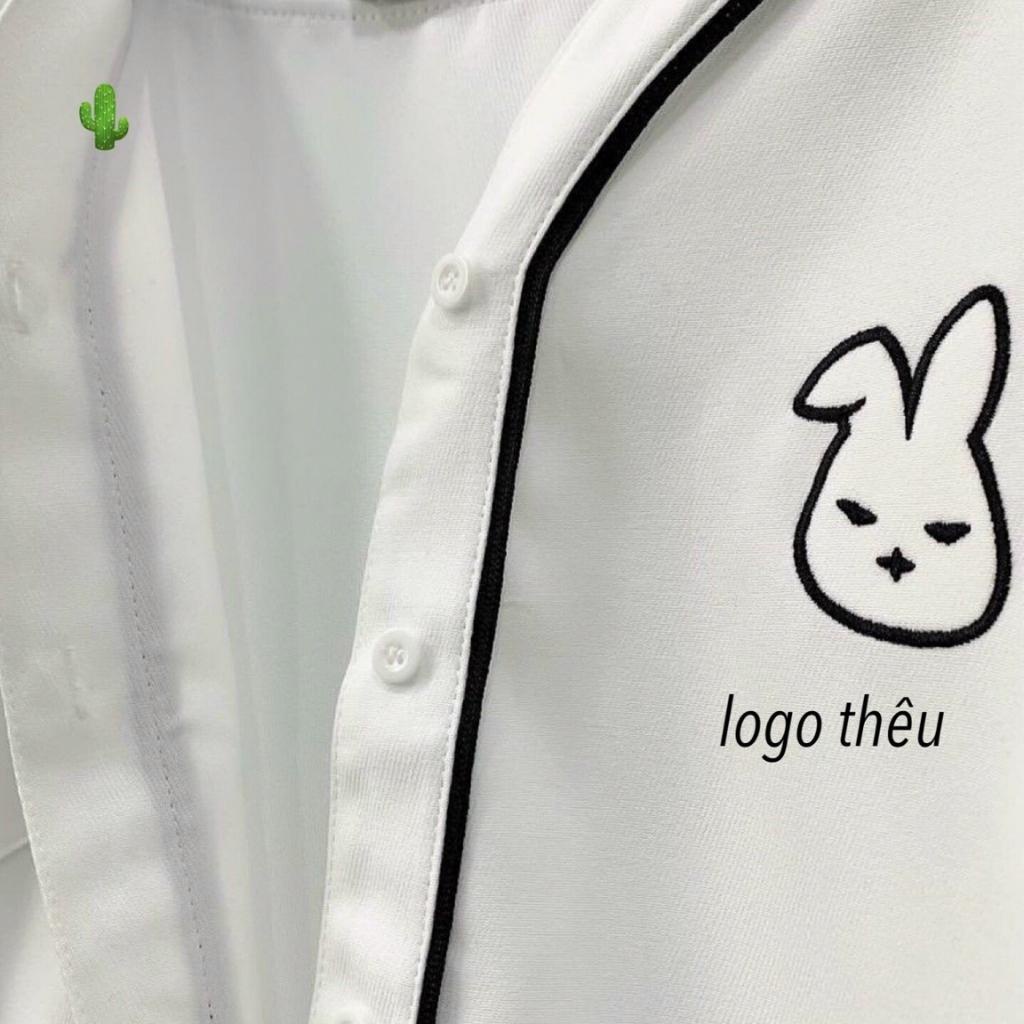 Áo Sơ Mi Nữ Form Rộng Tay Ngắn Henia Áo Kiểu Nữ Ngắn Tay Cổ V Chất Kate Mềm Mịn Với Logo Thỏ Thêu