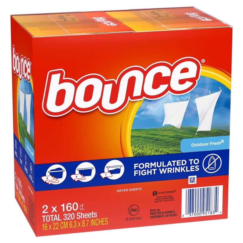 Giấy thơm quần áo Bounce Mỹ 160 tờ Nguyên Hộp - Làm thơm quần áo và loại bỏ mùi ẩm mốc