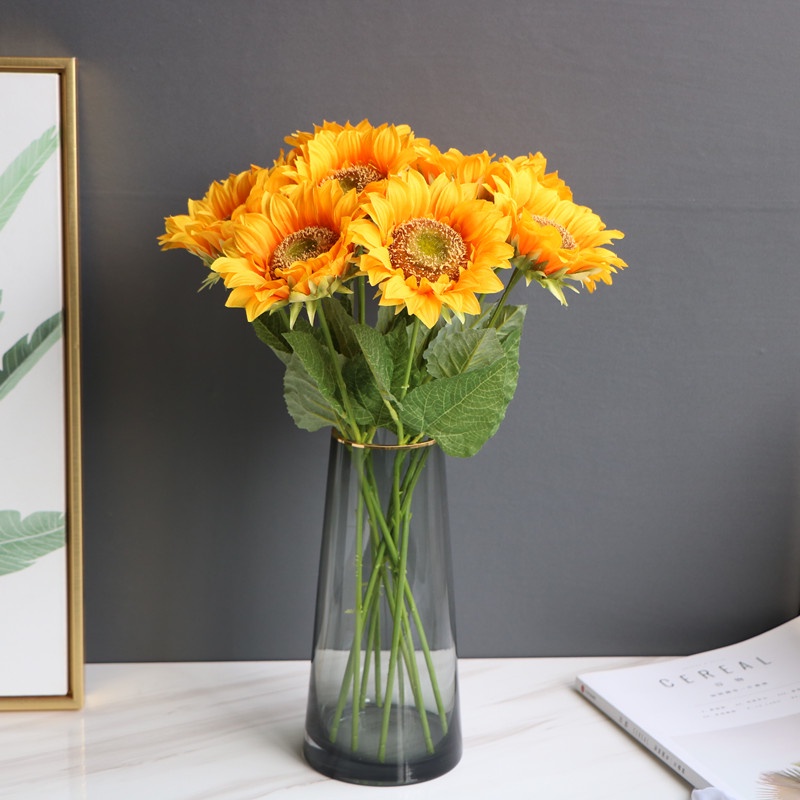 Hoa hướng dương giả dài 35 cm dùng dể trang trí nhà cửa, chụp ảnh.