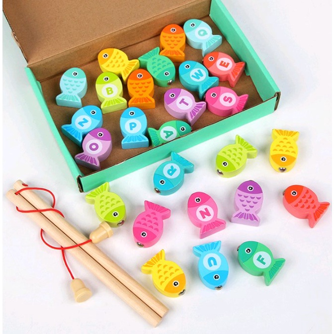 Đồ chơi câu cá bằng gỗ phát triển trí tuệ cho bé từ 3 tuổi