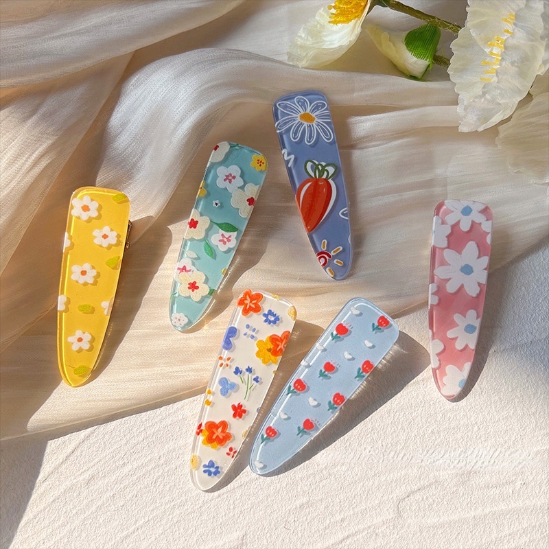 Kẹp Tóc Họa Tiết Hoa Dễ Thương Phong Cách Hàn Quốc