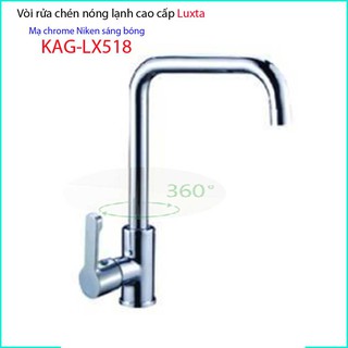 Vòi bếp nóng lạnh Luxta KAG-LX518, vòi chậu rửa chén bát cần vuông tay gật gù bao gồm dây cấp nước xả mạnh siêu bền