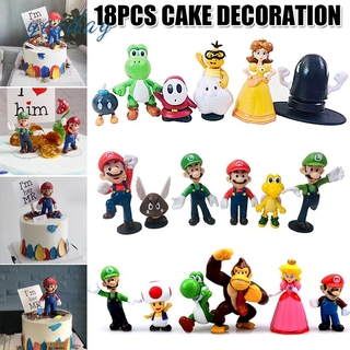 Bộ 18 Mô Hình Nhân Vật Game Super Mario Trang Trí Bánh Kem
