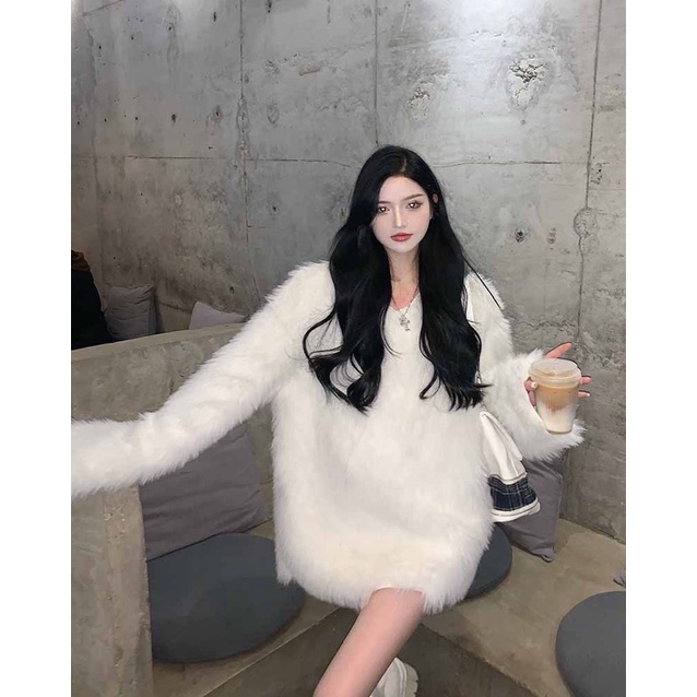 Áo lông nữ dài tay hàng Quảng Châu cao cấp đầu mùa đông phong cách sang trọng khí chất ngọt ngào