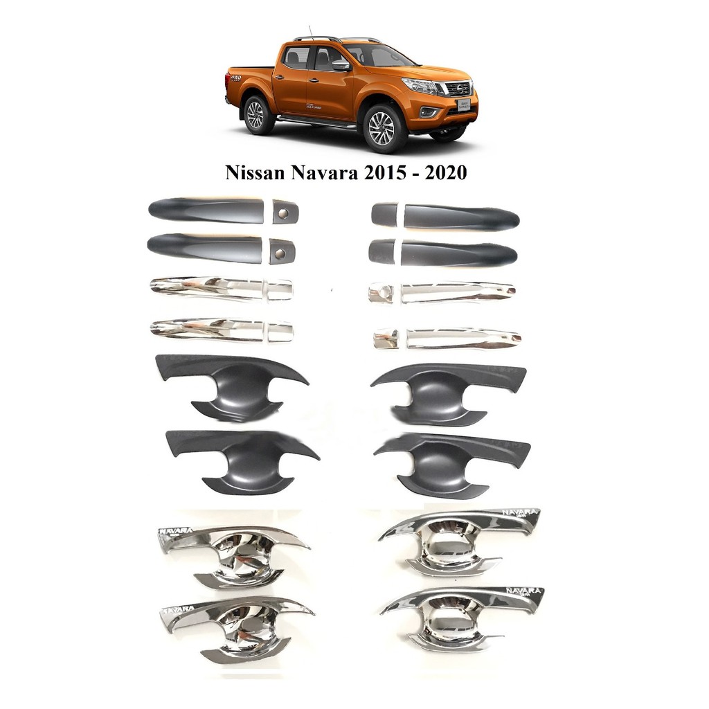 🔥 Freeship 🔥Bộ Ốp tay nắm hõm cửa mạ crom/ nhựa đen xe Navara cao cấp/ Phụ kiện làm đẹp, đồ chơi xe Navara