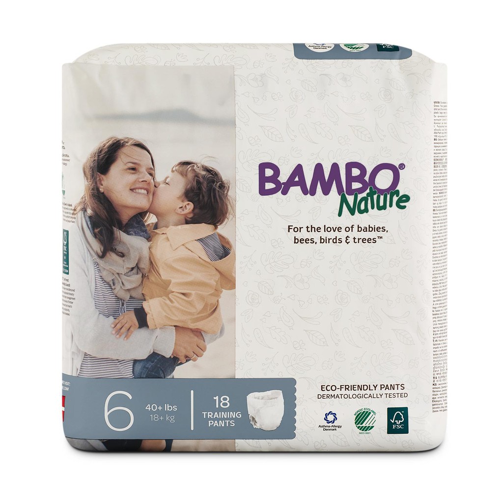 Bỉm - Tã quần Bambo Nature hữu cơ Đan Mạch từ sợi tre, siêu mỏng - mịn -nhẹ- an toàn cho bé số 4-6 (18-22 miếng)