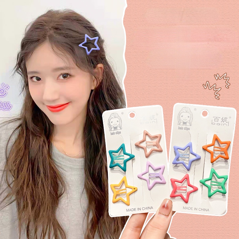 Kẹp Tóc Nhỏ Hình Ngôi Sao Màu Sắc Đáng Yêu Phong Cách Hàn Quốc