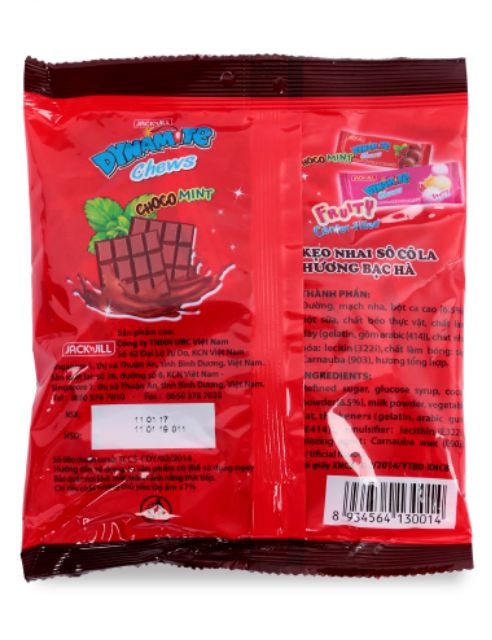 Kẹo Dynamite Chew Hương Socola Nhân Bạc Hà 