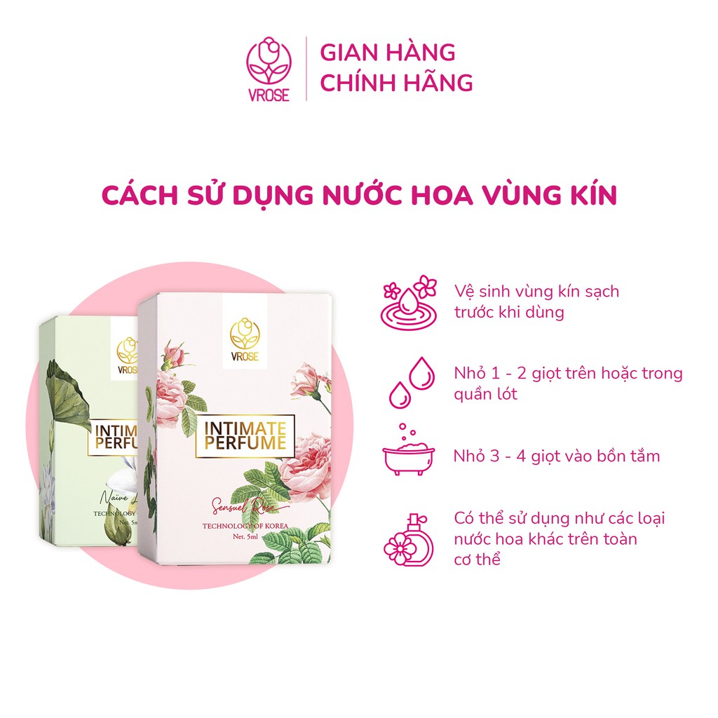 Nước hoa vùng kín nữ Vrose Intimate Perfume Sensuel Rose hương ngọt ngào quyến rũ 5ml