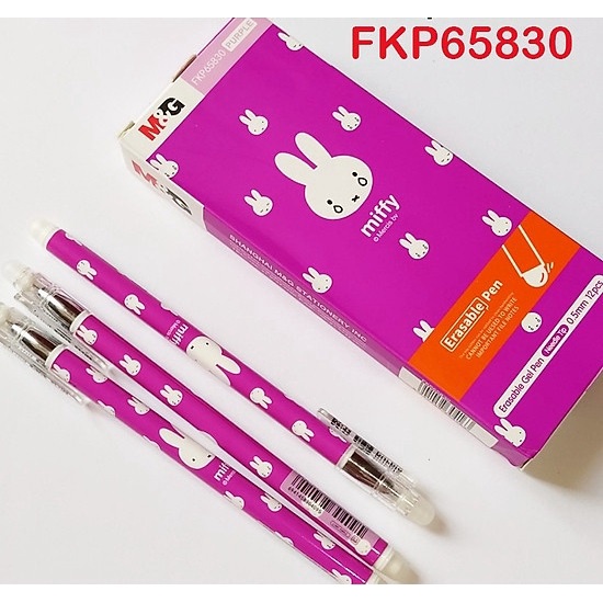Bút gel nước tẩy xóa được M&amp;G ngòi 0.5mm FKP 65830 mực tím / FKP 65815 mực xanh I Bay màu trên vải khi là ủi
