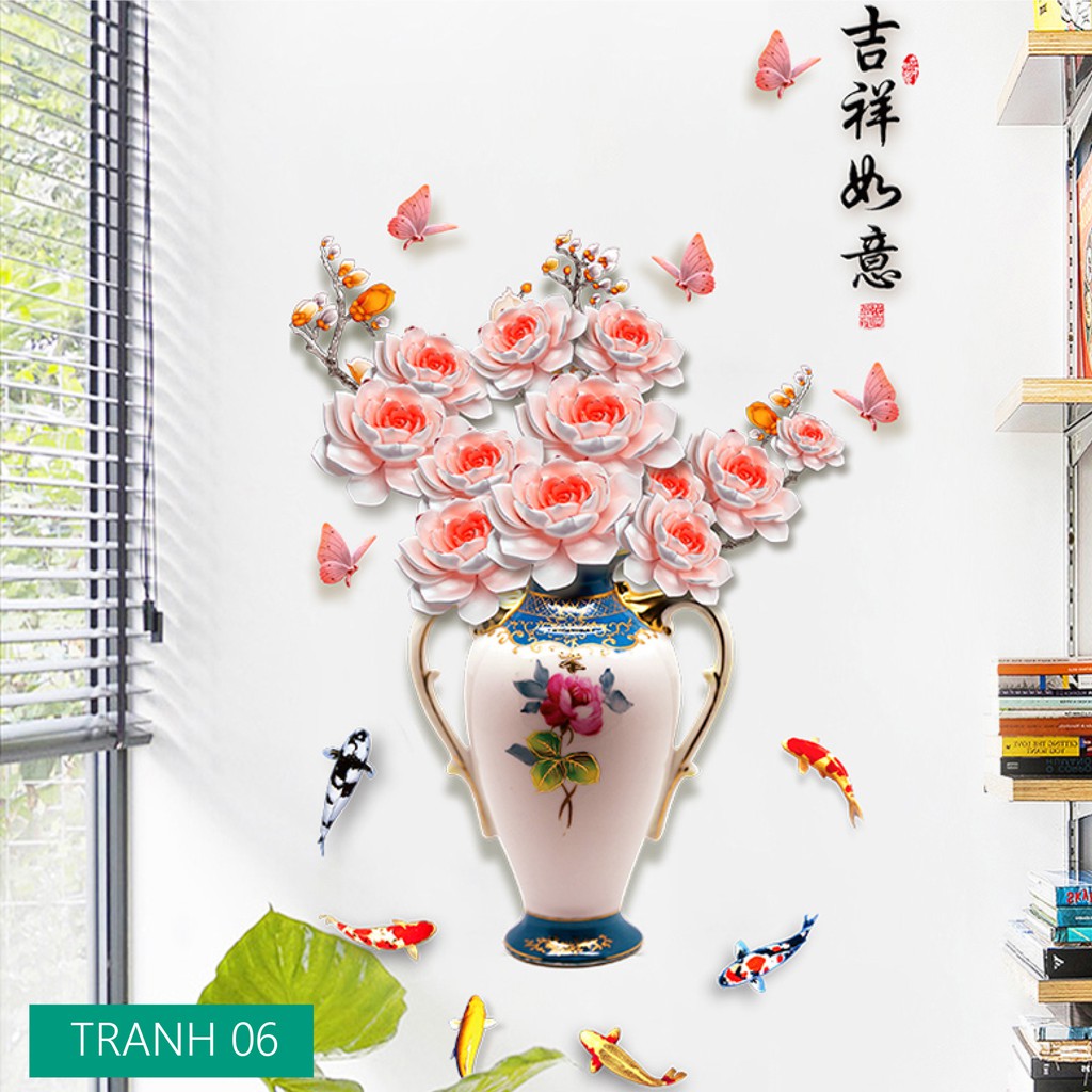 Tranh Hoa 3D Dán Tường, Decor Nhà Cửa, Đẹp Như Tranh Vẽ